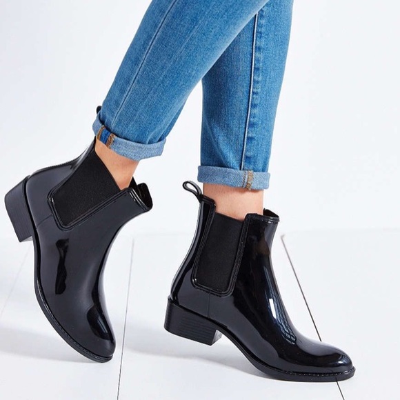Jeffrey Campbell Shoes - Jeffery Campbell Ankle Rain Booties Shinny Black 7